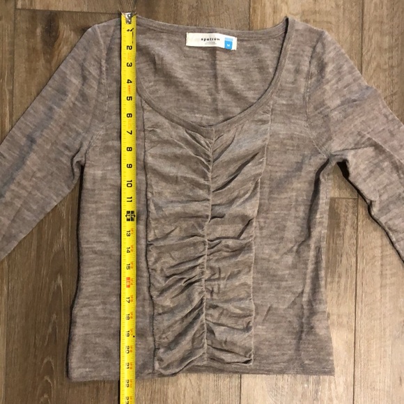 ANTHRO / SPARROW Merino Wool Snap Front Ruched Cardi Sweater - Picture 7 of 8